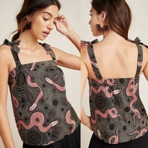 Anthropologie Corey Lynn Calter "Ibiza blouse" halter style. Snake. Bow. Size M.